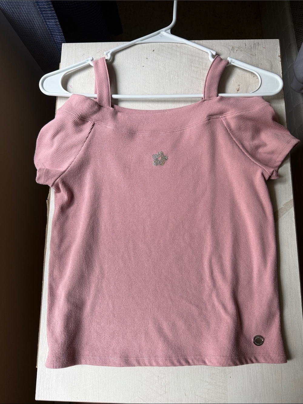 Limited Too Pink Off-Shoulder Short Sleeve Knit Top
